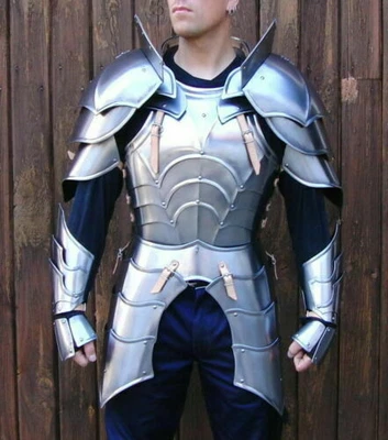 £210.20 • Buy 18GA SCA Steel Medieval Half Body Plated Armor Suit Cuirass & Puldrons/Gauntlets