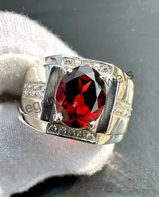 Natural Garnet Gemstone With 925 Sterling Silver For Men's Handmade Stylish Ring • $68