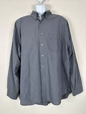 Van Heusen Wrinkle Free Gray Micro Check Shirt Button Up Long Sleeve Mens XXL • $12.88