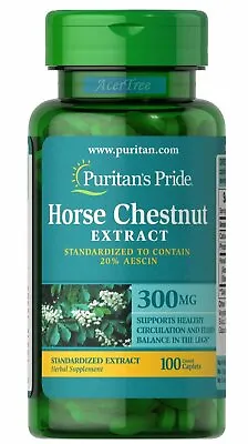 HORSE CHESTNUT EXTRACT 300MG X100 Caplets Puritans Pride PREMIUM LEG CIRCULATION • £17.95