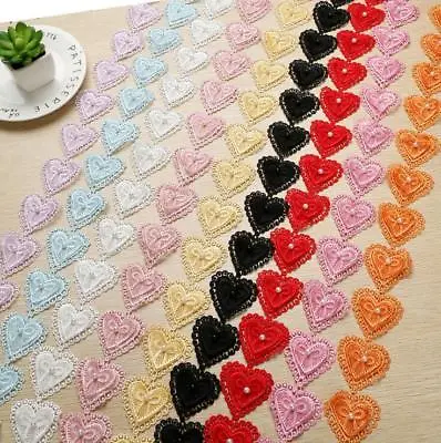 DIY 2Yards Heart-shaped Lace Pearl Beading Decoration Sewing Clothing Accesories • £4.38