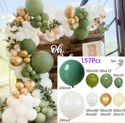 Sage Gold Balloon Arch Garland Kit Baby Shower Birthday Wedding Party DIY Decor • $25.99