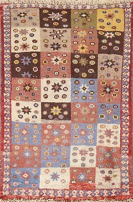 Vintage Geometric Yalameh Tribal Accent Rug 2'x3' Wool Hand-knotted Small Carpet • $233.22