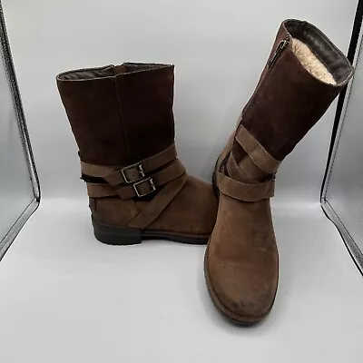 UGG Australia Lorna Women’s 8 Brown Suede Leather Buckle Size Zip Boots • $45