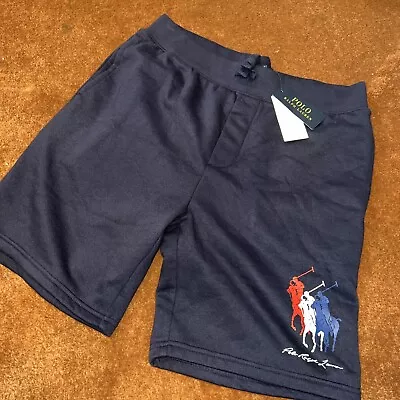 NWT Polo Ralph Lauren Men’s Triple Pony Fleece Shorts Navy Blue Size L MSRP $110 • $54.97