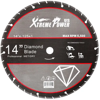 XtremepowerUS 14  Diamond Metal Steel Cut Off Saw Blade Wheel Abrasive 0.125 X1  • $64.95