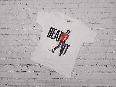 Rare Vintage 1984 Michael Jackson Beat It Album Promo T-shirt White Sz M (10-12) • $87.47