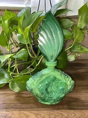 Art Deco Vintage Czech Malachite Green Glass Perfume Bottle Snow White/with Chip • $9.90