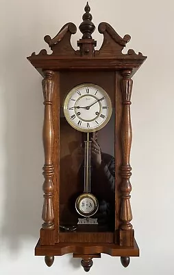 Wall Clock Chiming Striking 8 Day Movement Oak Vienna Case Franz Hermle Germany • $53.52
