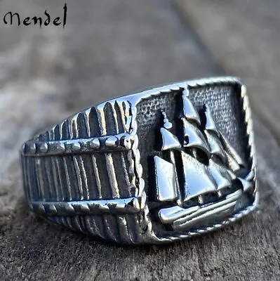 MENDEL Mens Stainless Steel Nautical Sailor Marine Pirate Ship Ring Size 8-15 • $11.99