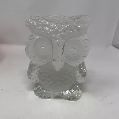 VIKING GLASS Frosted & Clear Heavy 5.5  Owl Bookend Paperweight Vintage MCM • $12.99