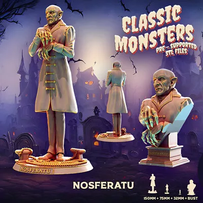 Nosferatu-Classic Movie Monsters-3D Printed Resin Miniature/Bust • $15