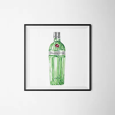 Tanqueray No 10 Gin Bottle Digital Illustration Wall Art Print Picture • £17