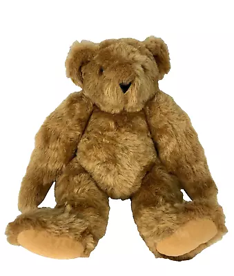 VERMONT Teddy Bear Fully Jointed About 16 Inches Golden Brown Black Velvet Nose • $11.99