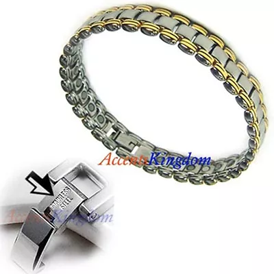 Accents Kingdom Mens Stainless Steel Magnetic Therapy Golf Bracelet B • $21.24