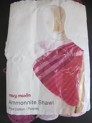 Mary Maxim Ammonnite Shawl Crochet Cotton Yarn Kit Pink Purple Lot • $14.95