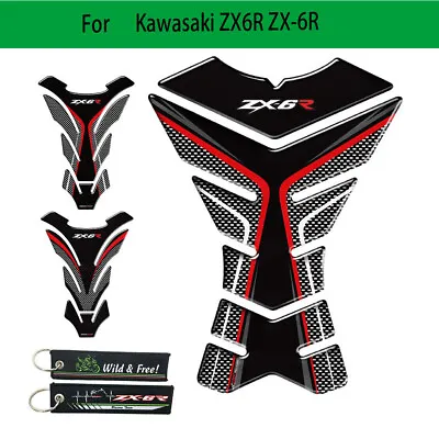 For Kawasaki ZX6R ZX-6R Motorcycle 3D Tank Pad Protector Decal Stickers Keychain • £15.59