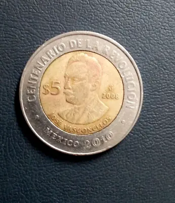 2008 Mexico 5 Pesos   Bimetallic Coin- -jose Vasconcelos • $6.99