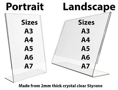 Acrylic Counter Poster Holder Perspex Leaflet Display Stand A3 A4 A5 A6 & A7 • £6.31