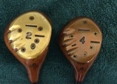 RARE VINTAGE ORIGINAL MACGREGOR BEN HOGAN Persimmon 2 And 4 WOODS REFINISHED • $149.98