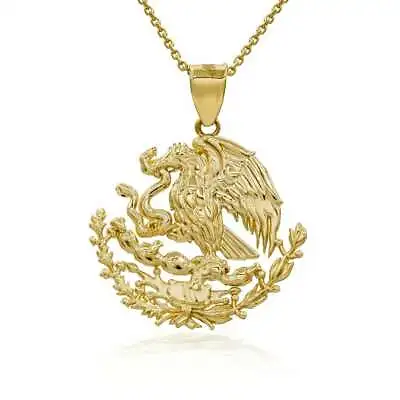 $279.99 • Buy Solid Gold Or Silver Mexico Mexican Eagle Eating Snake Aztec Pendant Necklace