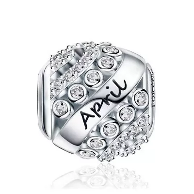 £9.70 • Buy S925 Sterling Silver April Birthstone Bracelet Charm + Gift Bag