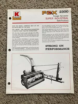 $6.95 • Buy 1975  Koehring Farm Division Fox 2300 Forage Harvester Sales Sheet.