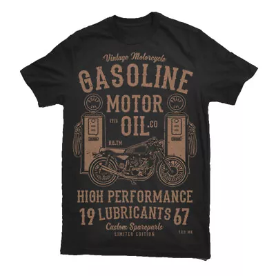 T Shirt Motor Oil Gasoline Biker Motorcycle Vintage Motors Tee Car  S-3XL • £13.99