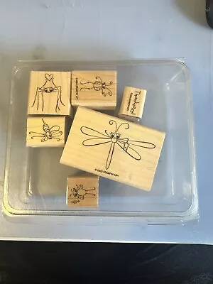 Stampin Up Cute As A Bug Wood Mounted Stamp Set Firefly Dragon Fly Lady Bug Bee • $6