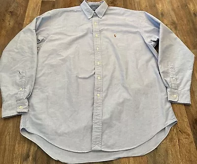 Ralph Lauren Blake Oxford Shirt Men XL Blue Chambray LS Button Down Multi Pony • $12