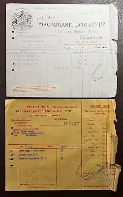 1927 Macfarlane Lang & Co Victoria Biscuit Works Glasgow Invoice & Credit Note • $6.21