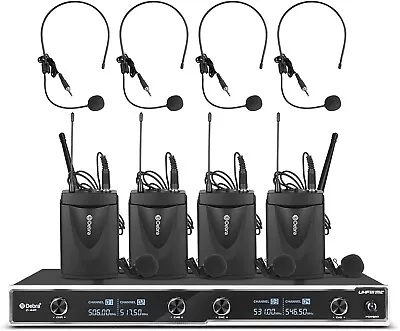 D Debra D-440 UHF 4 Channel Wireless Lavalier Headset Microphone System • £109.99