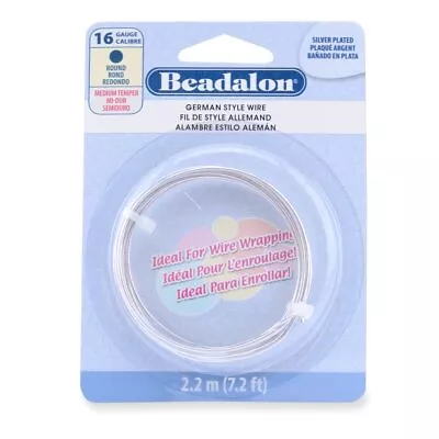 Beadalon German Style Craft Wire Silver Plated 7.2ft 16 Gauge • £8.99