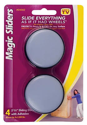 Magic Sliders  Plastic  Floor Slide  Gray  Round  2-3/8 In. W 4 Pk Self Adhesive • $11.99