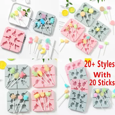 £5.75 • Buy Silicone Lollipop Mould Tray Candy Pop Lollypop Chocolate Baking Mold + Sticks