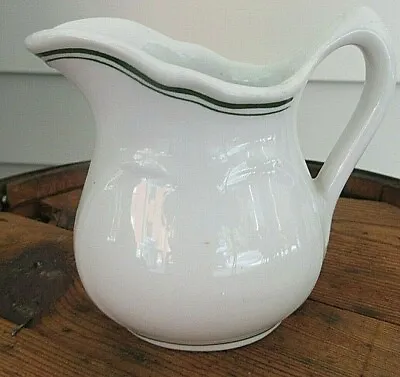 VTG Sterling China Vitrified Creamer Liverpool White With Green Trim 4 T • $7.95