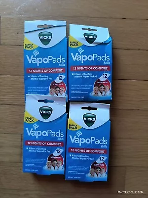 48 Vicks VapoPads Refills Menthol Family 4 Packs Soothing Pads VSP-19 Sealed • $36.97
