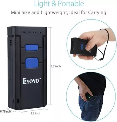 Eyoyo Bluetooth Mini Barcode Scanner Wireless CCD Handheld CMOS Code Reader Scan • $35.99