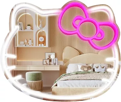 Hello Kitty Neon Mirror Vanity Mirror With Light For Girls Room Decor USB Power • $65.93