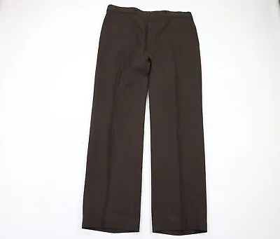 Vtg 70s Rockabilly Mens 36x32 Flared Wide Leg Bell Bottoms Chino Pants Brown USA • $89.96