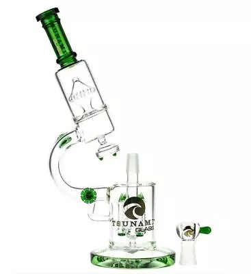 Tsunami 14″ Microscope Quad Rocket Domed Perc Glass Water Pipe - Green • $134.99