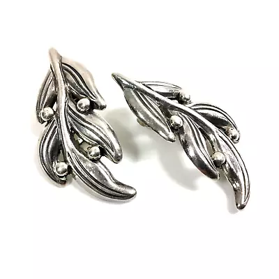 Vintage Taxco Margot De Taxco Mexico Sterling Leaf & Berry Earrings Clip On • $72