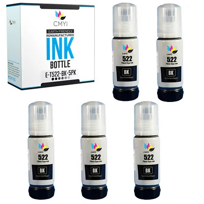 5PK 522 Black Ink Refill Replacement For Epson T522 Fits EcoTank ET2720 ET4800 • $20.89