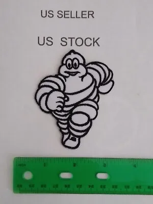 MICHELIN MAN EMBROIDERED PATCH... 3 Inch Tall Iron On Black White  • $3.89