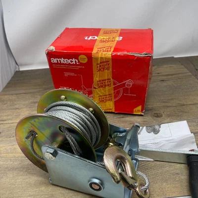 £24.99 • Buy Amtech 20M Heavy Duty 1200lb Hand Winch Manual Hook Cable Puller Boat