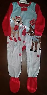 Christmas Rudolph Toddler Girl Footed One Piece Pajamas New 24 Months • $11.25