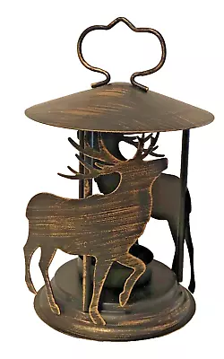 Rustic Reindeer Metal Lantern For Tea Lights • $14.99