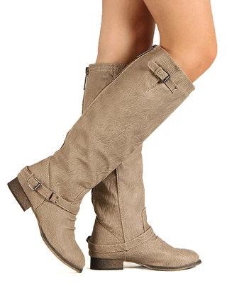 $28.99 • Buy Breckelle Outlaw-11 New Women Leatherette Buckle Riding Knee High Boot