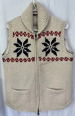 Moncler Snowflake Knit Zip Front Puffer Vest Rare Size M Ivory Red Navy Blue Ski • $675