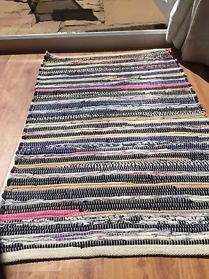 £11.99 • Buy FAIR TRADE Traditional Indian Handwoven Chindi Rag Rug Recycled Material 